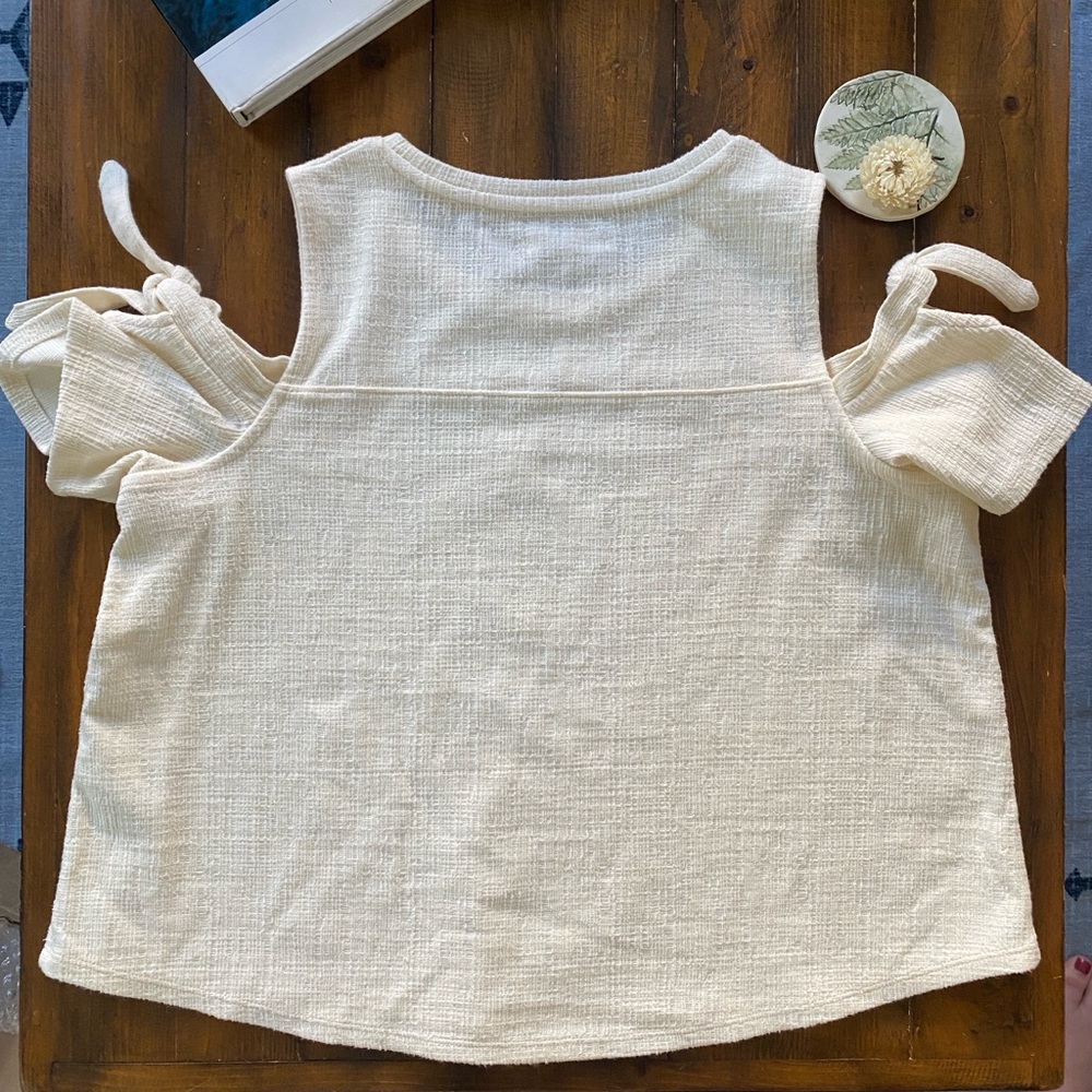 Madewell Womens Top Small Cold Open Shoulder Minimalist Cream - Picture 3 of 3